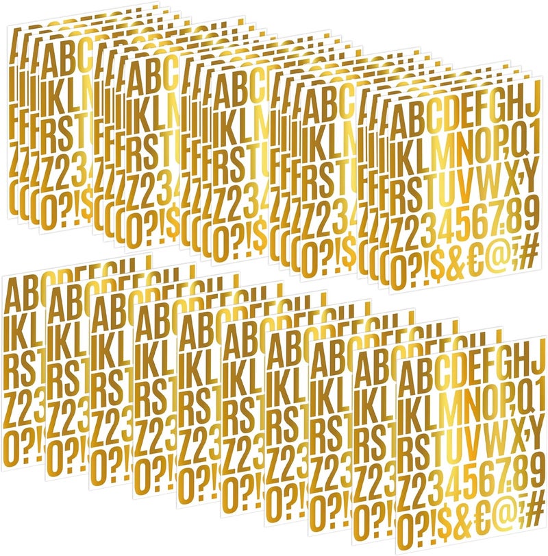 Metsyth Letter Stickers 30 Sheets 1500 PCS Large Alphabet Sticker 2 Inch Vinyl Self Adhesive Stick on Stickers for Water Bottles Cup Mailbox Number Address Crafts Scrapbooking Bulletin Board Decor (Gold) - Image 1