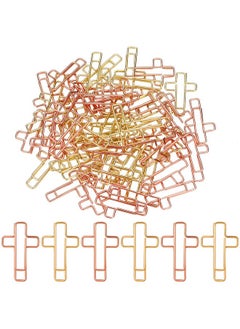 100 Pieces Cross Paper Clips With Clear Plastic Box, Gold And Rose Gold Color Paper Clips Metal Journaling Paper Clamps Office Paperclips For Paper Document Note Sorting And Organizing