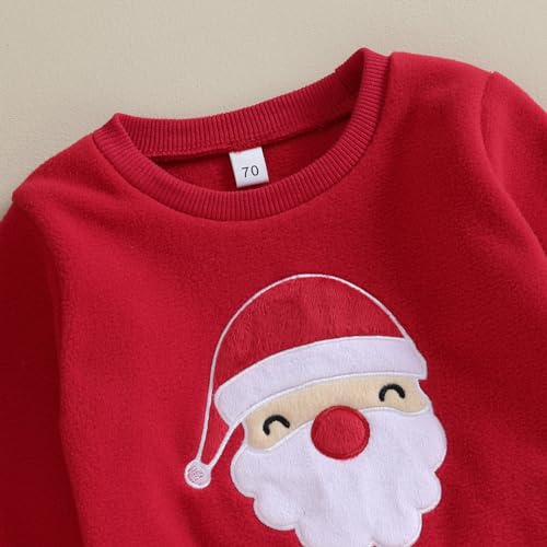 BemeyourBBs Toddler Baby Boy Christmas Outfit Santa Claus Crewneck Sweatshirt Jogger Pants Set Infant Cute Fall Winter Clothes Santa red 6-12 Months - Image 4
