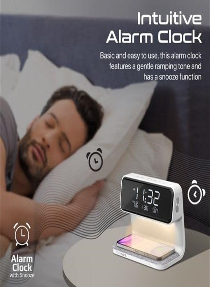 Wireless Charging Alarm Clock 15W Max for Deep Sleepers Digital Clock with Date and Temperature Night Light Desk Clock with Phone Charger Electronic LED Display Suitable for Office Bedroom Living Room - Image 2