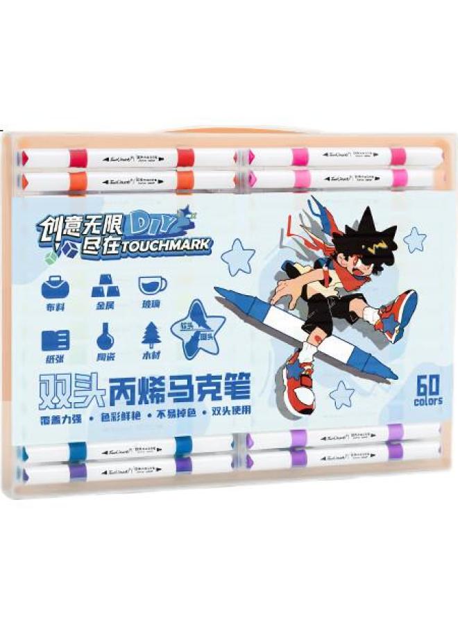 Touch Mark [Super Popular] Touchmark Acrylic Markers, 60 Colors, Dual-Tip, Soft Tip, Hard Tip, Watercolor Pens, Student Doodle Art Drawing Pens, Waterproof Quick-Drying Markers, Children'S Back-To Gift - Image 2