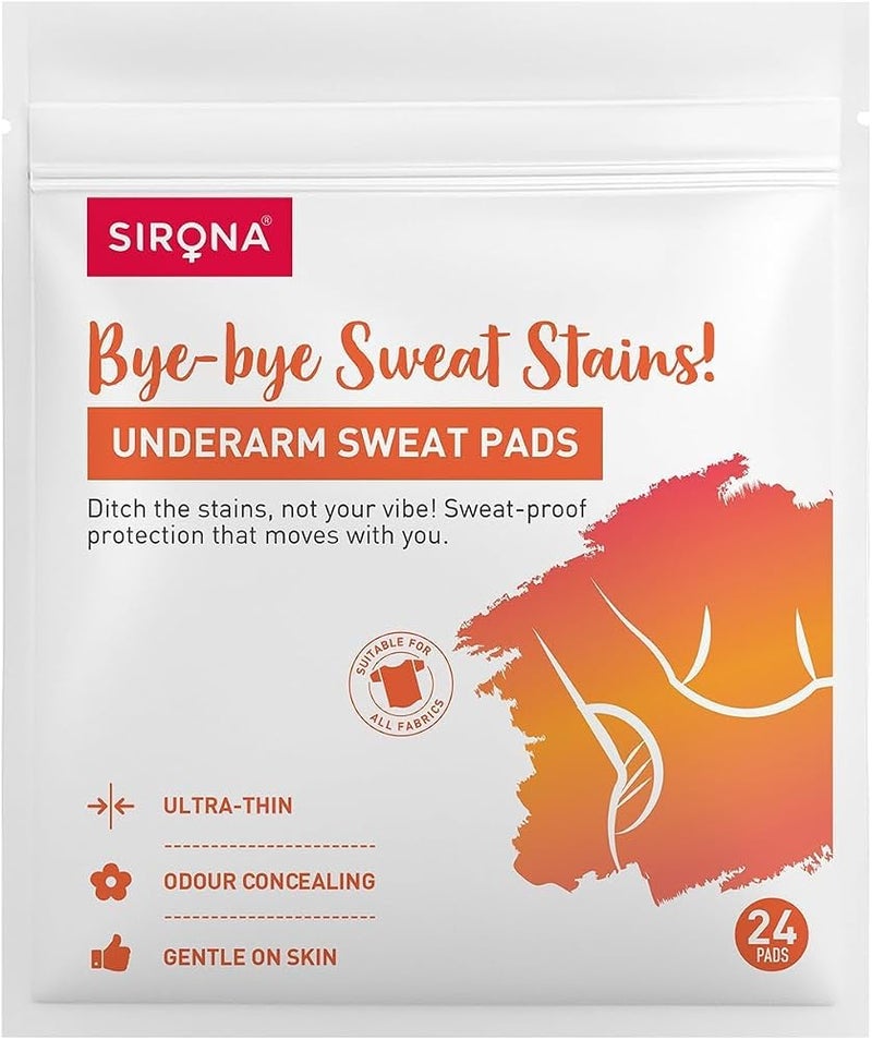 Sirona Disposable Underarm Sweat Pads - 24 Pads, Antiperspirant Absorbent Odour Blocker Pads Armpit Dress Shields, Fight Hyperhidrosis - Image 1
