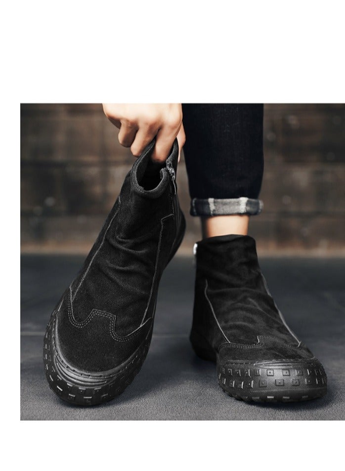 Martin Boots New High Top Casual Fashion Shoes Black Anti Dirt and Wear Resistant Fashion Men's Leather Boots - Image 5