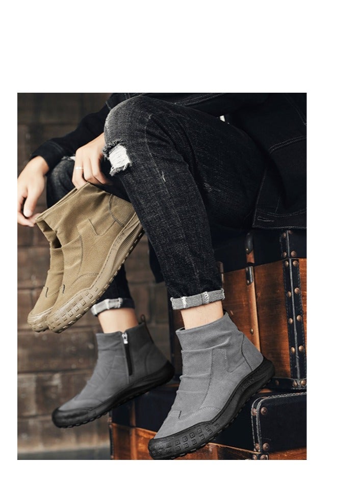 Martin Boots New High Top Casual Fashion Shoes Black Anti Dirt and Wear Resistant Fashion Men's Leather Boots - Image 4