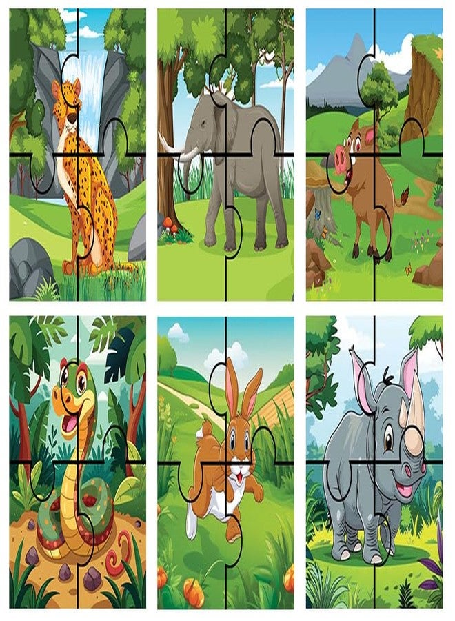 Homecute Wooden Jigsaw Puzzle Game for Children & Kids, Wooden Puzzle for Kid's, Birthday Return Gifts for Kids, Learning & Education Toy 3-4 Years Kid’s- 4 Pieces Pack of 6 (Animals) - Image 1