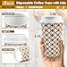 Ginkgo 100 Pack Disposable To Go Coffee Cups with Lids 16 oz Brown Minimalist Pattern Paper Hot CoCoa Cups Suitable for Travel Party Shops Cafes - Image 4