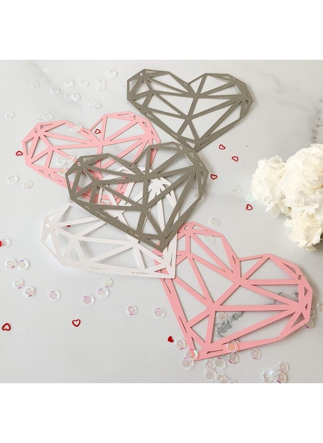 Pinfliers Pinfliers Anniversary Party Paper Heart Bunting, 15 pieces, Pink, white and silver, 75 inches in length  - Image 5