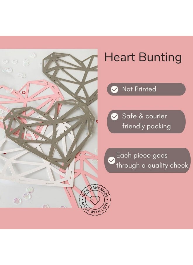 Pinfliers Pinfliers Anniversary Party Paper Heart Bunting, 15 pieces, Pink, white and silver, 75 inches in length  - Image 3