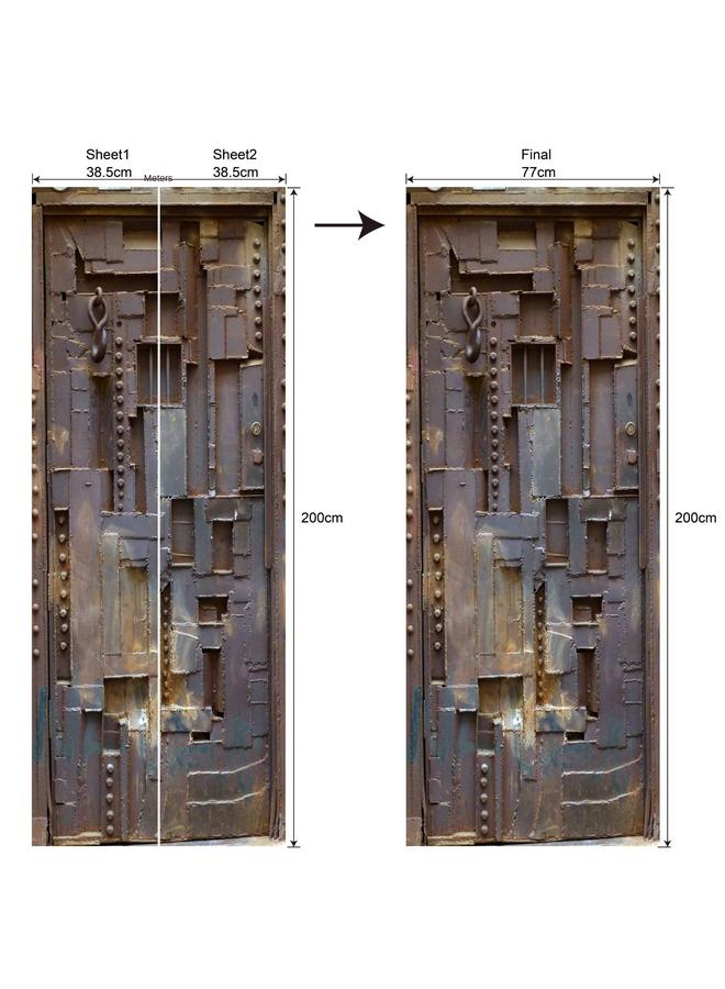 Bluejw 77/90cm3D High Simulation Door Series Door Stickers Removable Waterproof Wall Stickers Bedroom Living Room PVC Stickers A Generation Of Hair - Image 1