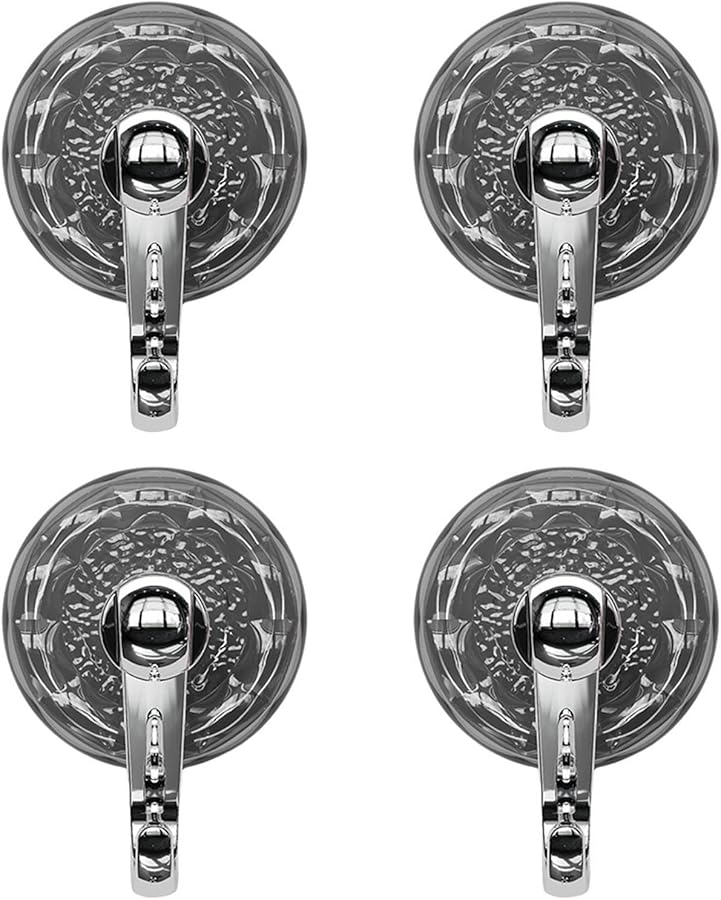 خطافات شفافة رمادية ذات أكواب شفاطة 4 قطع بتصميم تموجات كلاسيكي لتنظيم المطبخ والحمام - Image 2