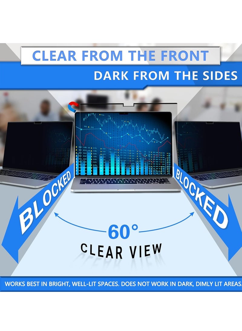 1Pack Privacy Screen Protector for Macbook Pro 14.2 inch 2024 M4 (A3112/A3185/A3401)2023 M3(A2918/A2992) /M2 (A2779)/2021 M1 (A2442), Removable MacBook pro 14 Privacy Screen Filter Anti-Spy/Anti-Gla - Image 3