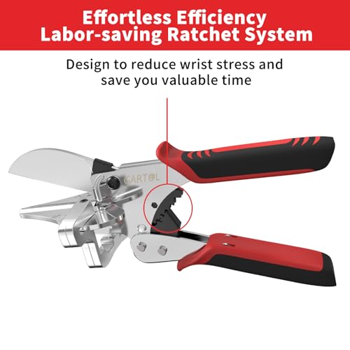 GARTOL Ratchet Miter Shears, 45°-135° Adjustable Multi-Angle Cutter for Molding, Trim & Quarter Round – Precision Hand Tool for PVC & Soft Wood – Includes 5 Anvils & Replaceable Blade - Image 3
