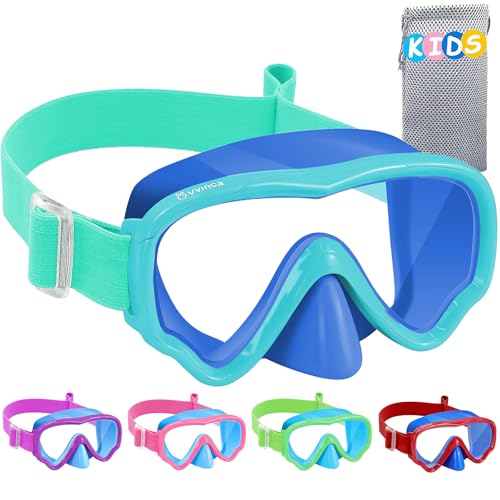 Vvinca Kids Swim Goggles with Nose Cover Snorkel Diving Mask Fabric Strap Anti Fog Anti Shattered Lens Goggles for Kids 315 - Image 1