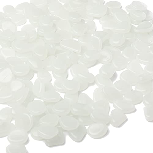 Oubest Glow in The Dark Pebbles/Glow Stones/Glowing Rocks Blue Decor for Garden/Fish Tank/Aquarium/Walkway/Driveway/Plant Pots/Bonsai (100, White) - Image 1