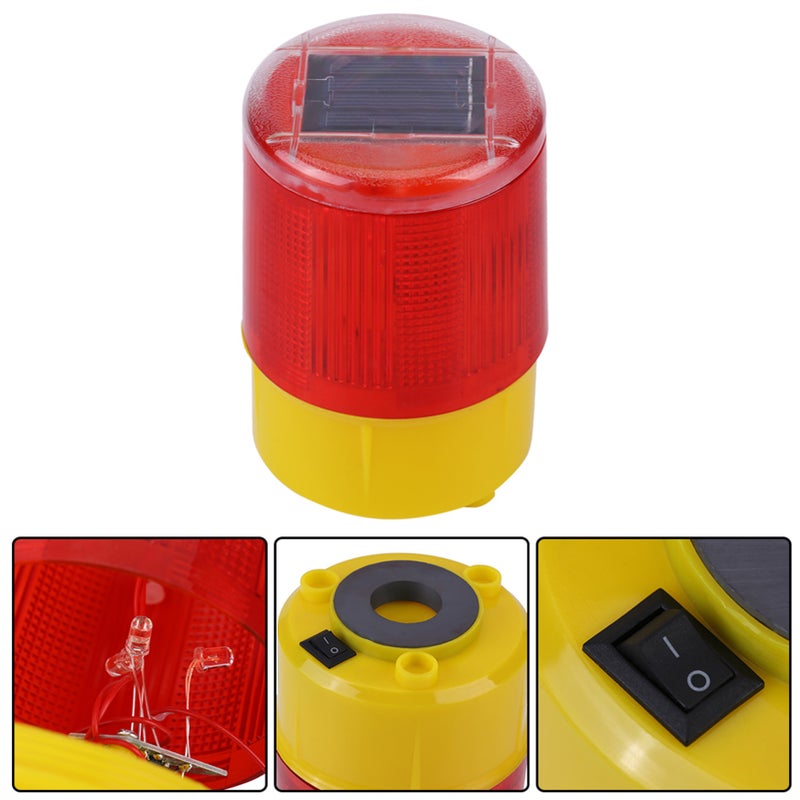 1pc Solar LED Emergency Warning Flash Light Alarm Lamp Traffic Road Boat Red Light - Image 2