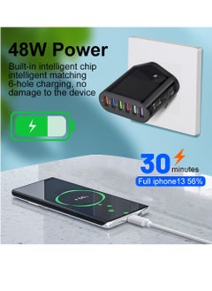 WAIKIL 48W 6-Port Usb Charging Head Can Simultaneously Charge The Necessary Travel Charger 3.5a Black  - Image 5