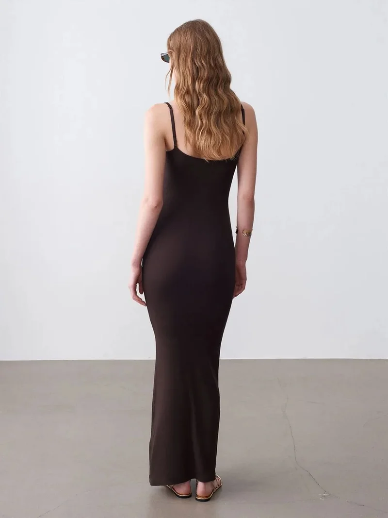 ديلفين DILVIN Ribbed Bodycon Maxi Dress
