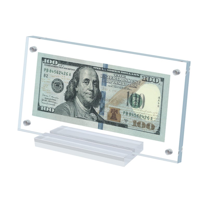 LONCHDAN Dollar Bill Frame Display Acrylic Dollar Bill Holder for Collectors Currency Frame Display Case DoubleSided Transparent Ticket Banknotes Stamp Photo Protector Transparent1 - Image 2