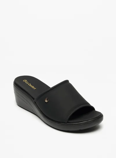 لو كونفورت Metal Accent Slip On Sandals With Wedge Heels