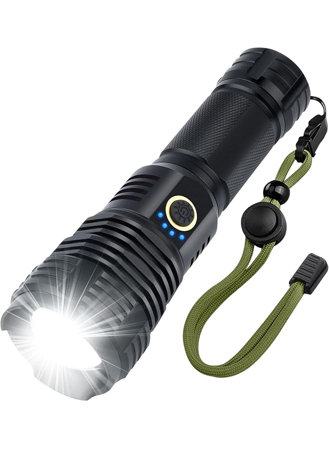 USB Rechargeable LED Flashlights 90000 High Lumens Powerful Flash Lights Powered 26650 Battery 10 Modes Zoomable & IP65 Waterproof Tactical Flashlights for Emergencies Camping (P70 S) - Image 1