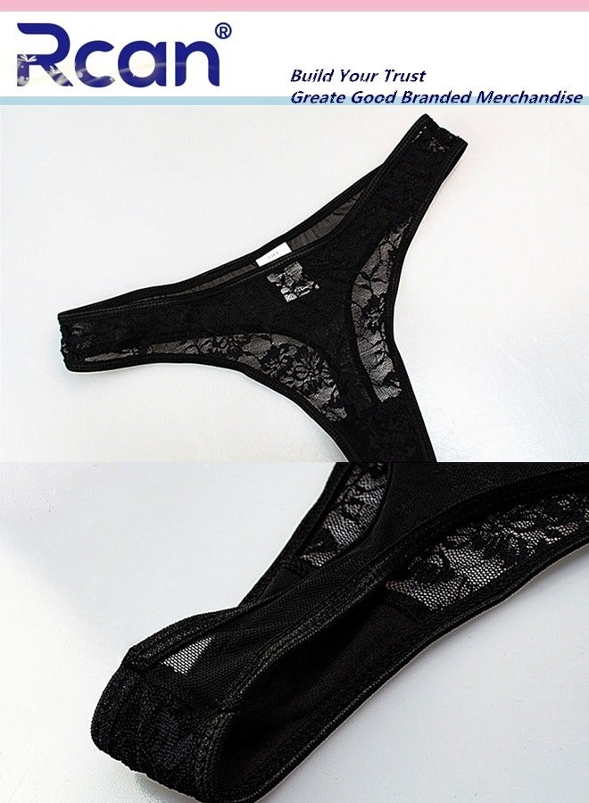 Rcan 2 pieces Set Lingerie for Women's French Fashion Babydoll Deep V Neck Slim Mesh Underwear Nightdress Suspenders Dress Ladies Boudoir Push Up Chest Pads Pajamas Plus Size - Image 5