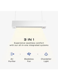 KARBAN KARBAN Airzone Lite 3In1 Bladeless Ceiling Fan with Air Purifier Light for Home Office CFD Technology Handcrafted Wooden Versatile Air Circulator Or Tower Fan White Natural LED Light  - Image 2