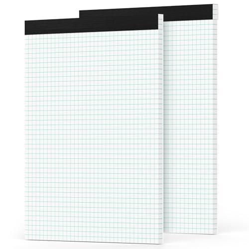 Zaviko دفتر ورق رسم زافيكو 8.5 × 11، عبوة 2، 4x4 مسطرة، دفتر ورق شبكي 8-1/2" × 11"، دفتر كوادريل مخطط، سهل التمزيق، دفتر ملاحظات شبكي 8.5 × 11، ورق أبيض 70 GSM، 30 ورقة/دفتر - Image 1
