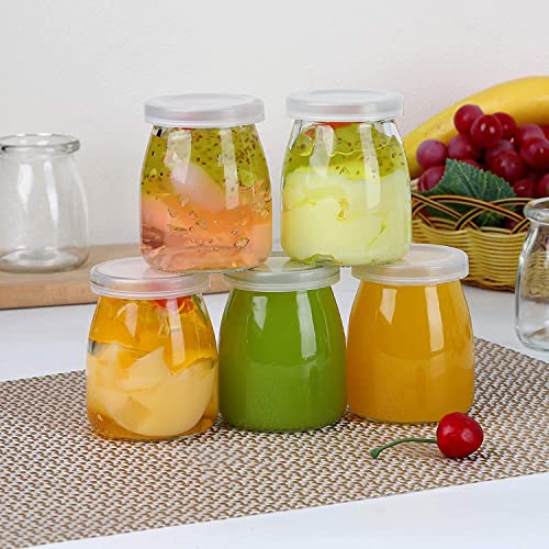 Brezzycloud Glass Jars Yogurt, Set Of 5 Clear Pudding Jar With Lid - Glass Jars Yogurt Maker And Milk, Parfait, Spices And More - Perfect Glass Jar Gift Family And Friends (150Ml, Set Of 5, 6 Cm) - Image 1