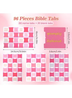 NEWEST 96 Pieces Bible Tabs, Pink Bible Tabs For Women Large Print Bible Tabs For Study Bible Gold Foil Bible Book Tabs For For Old And New Testament, 30 Blank Bible Index Tabs  - Image 3