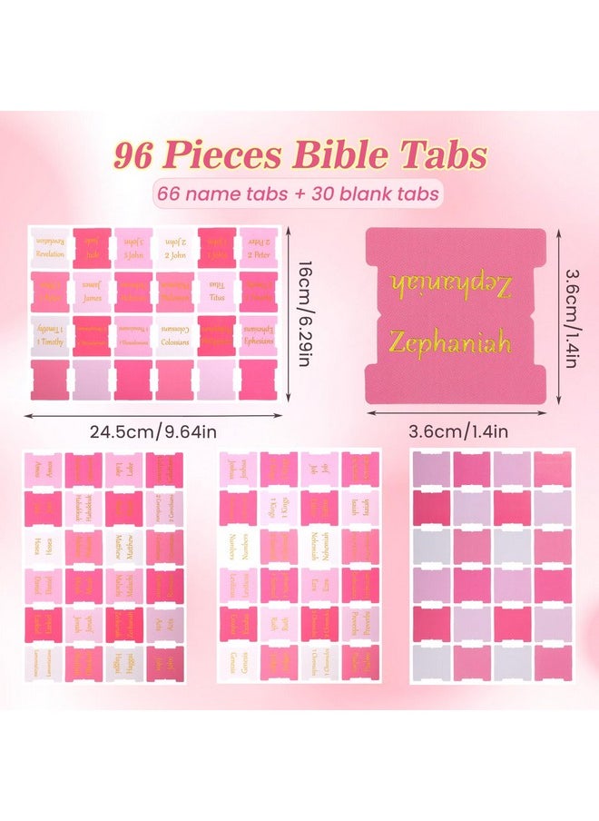 NEWEST 96 Pieces Bible Tabs, Pink Bible Tabs For Women Large Print Bible Tabs For Study Bible Gold Foil Bible Book Tabs For For Old And New Testament, 30 Blank Bible Index Tabs  - Image 3