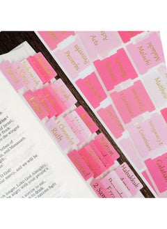 NEWEST 96 Pieces Bible Tabs, Pink Bible Tabs For Women Large Print Bible Tabs For Study Bible Gold Foil Bible Book Tabs For For Old And New Testament, 30 Blank Bible Index Tabs  - Image 1