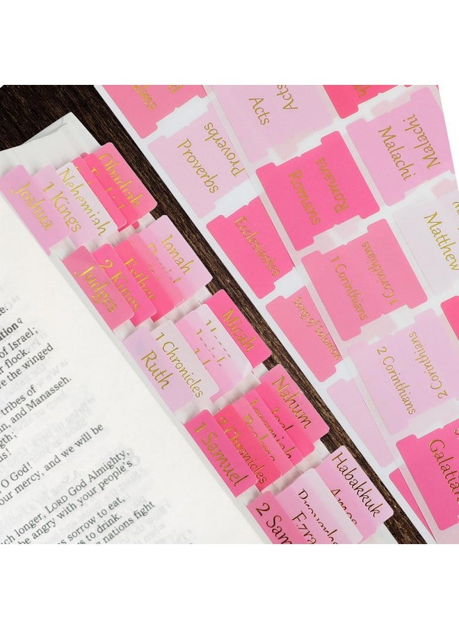 NEWEST 96 Pieces Bible Tabs, Pink Bible Tabs For Women Large Print Bible Tabs For Study Bible Gold Foil Bible Book Tabs For For Old And New Testament, 30 Blank Bible Index Tabs  - Image 1