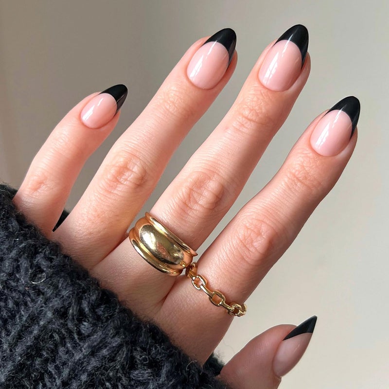 Glamnetic Press On Nails - Caviar | Semi-Transparent, Short Almond Nails, Salon Quality | 15 Sizes - 30 Nail Kit with Glue - Image 1