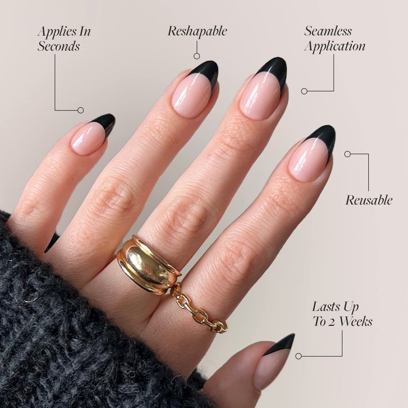 Glamnetic Press On Nails - Caviar | Semi-Transparent, Short Almond Nails, Salon Quality | 15 Sizes - 30 Nail Kit with Glue - Image 3