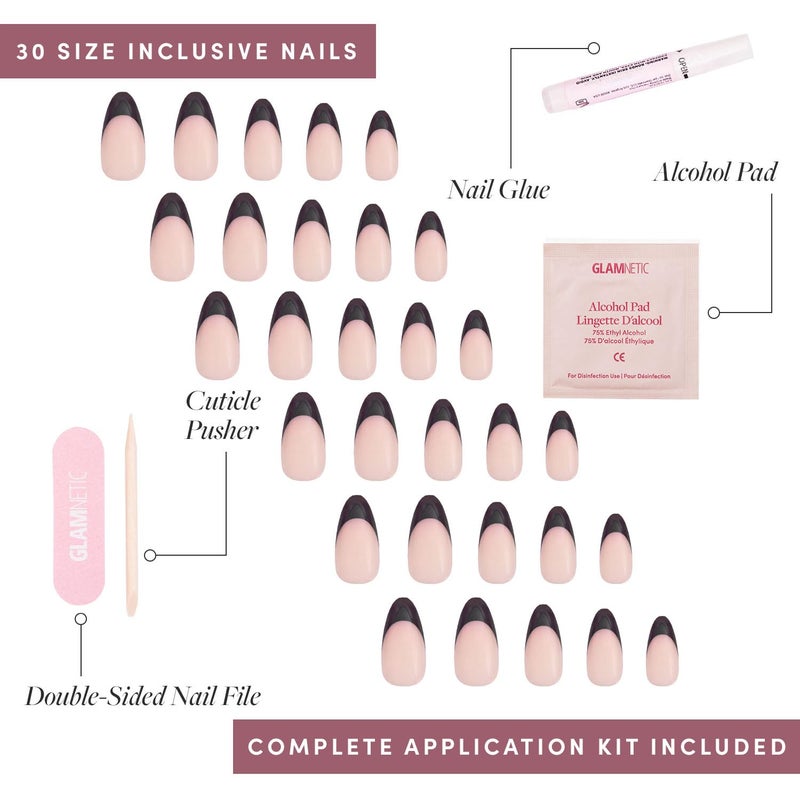 Glamnetic Press On Nails - Caviar | Semi-Transparent, Short Almond Nails, Salon Quality | 15 Sizes - 30 Nail Kit with Glue - Image 4