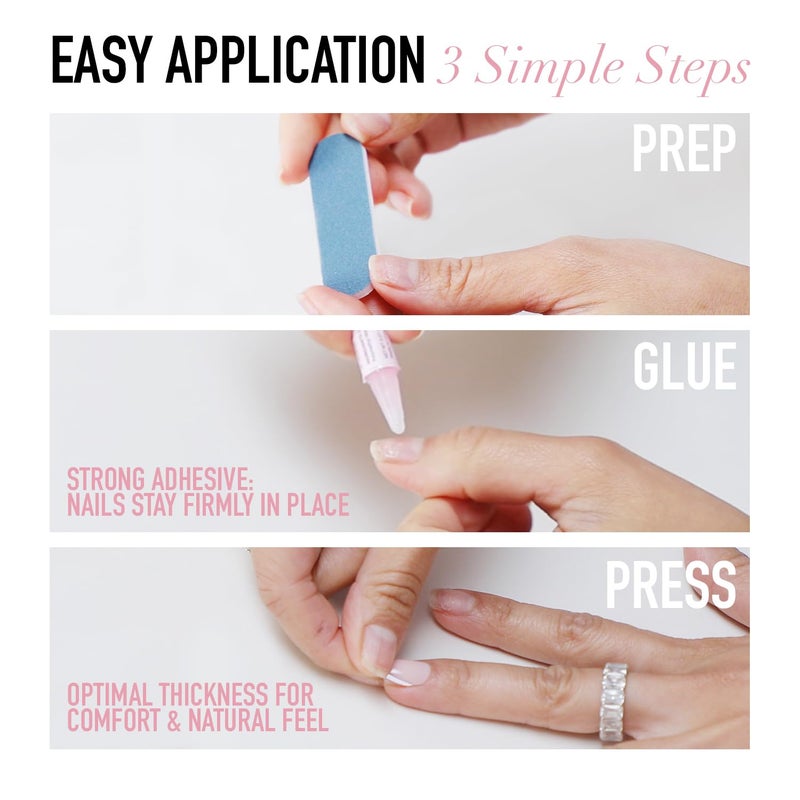 Glamnetic Press On Nails - Caviar | Semi-Transparent, Short Almond Nails, Salon Quality | 15 Sizes - 30 Nail Kit with Glue - Image 5