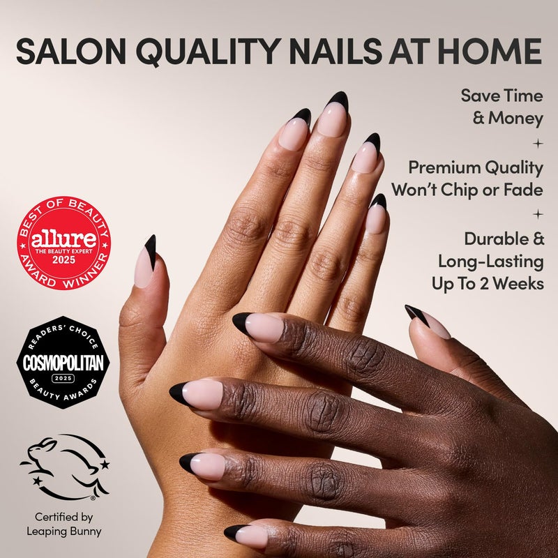 Glamnetic Press On Nails - Caviar | Semi-Transparent, Short Almond Nails, Salon Quality | 15 Sizes - 30 Nail Kit with Glue - Image 2