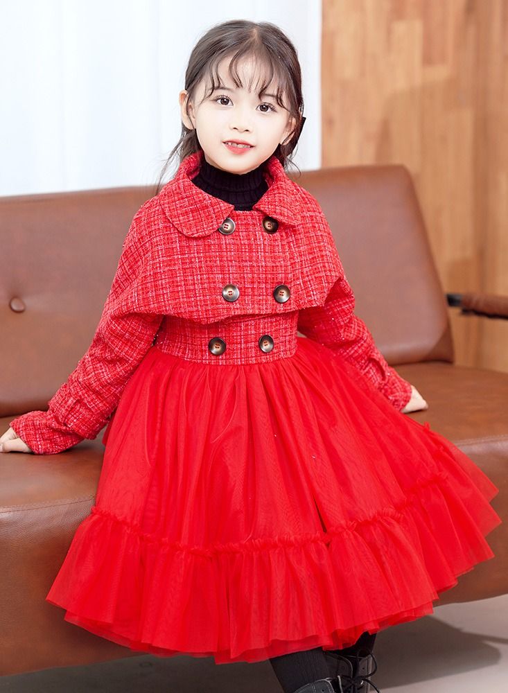 Loquat Autumn And Winter Style Princess Dress Red  - Image 1