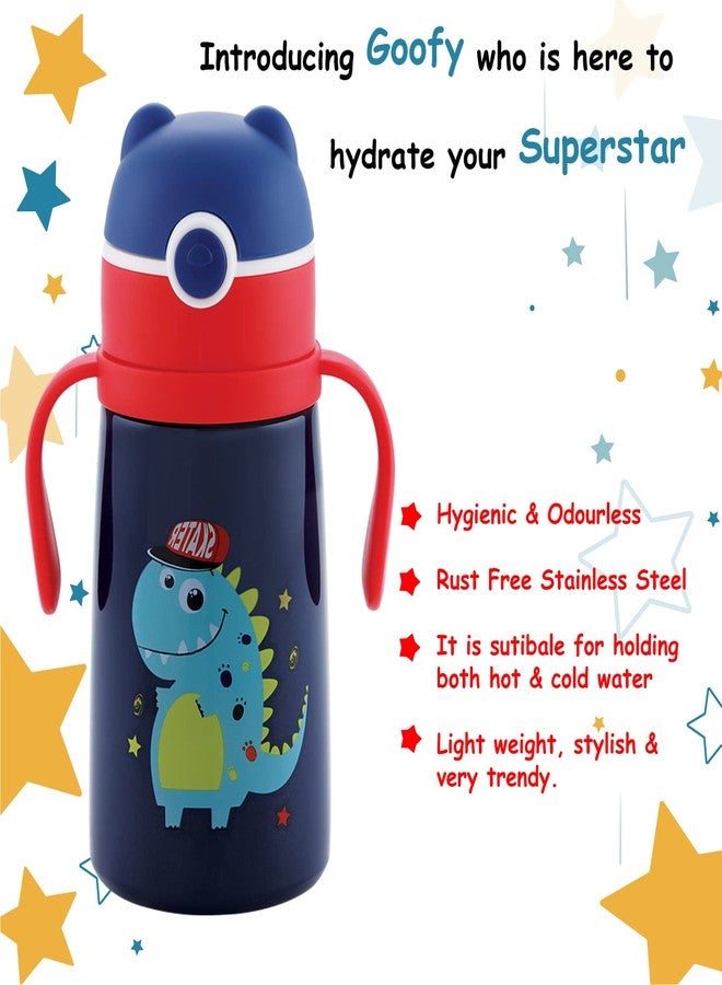 Zerya Goofy 480 ML Vacuum Thermo Seal Insulated Double Wall Steel Body Baby Sipper with One Touch Opening & Silicon Straw,Long Retention of Temperature of Hot & Cold Liquids (Blue) - Image 3