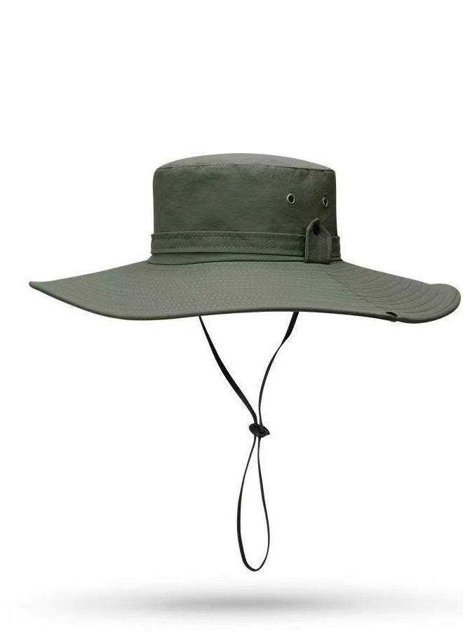 Generic Fishing hat Wide Brim Sun Protection Hat with Breathable Safari hat and Fisherman hat Hiking Hats Boonie Hats for Man Dark Green  - Image 2