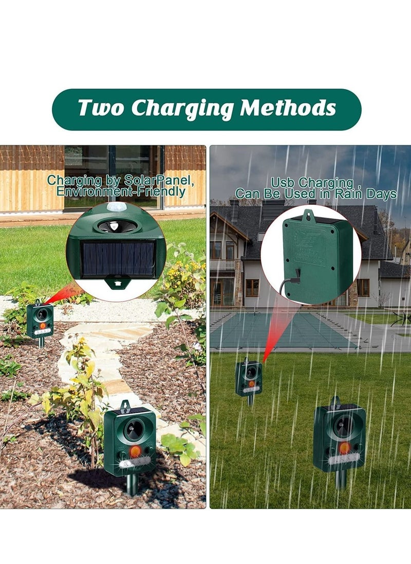 Y&D - Ultrasonic Animal Repeller, Solar Powered Repellent Outdoor Cat Dog Deterrent with Motion Sensor Waterproof Bird for Squirrels Rabbit Fox, Yard Garden Farm - Image 1