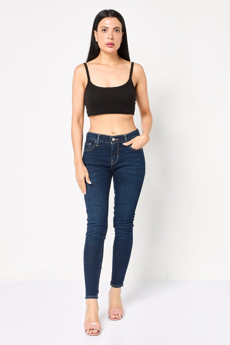 Levi's جينز نسائي سوبر سكينى مغسول وقابل للتمدد، نيلي - Image 2