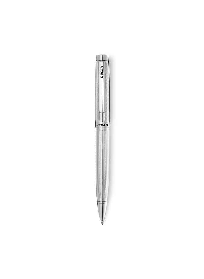 دوكاتي Cardio Full Stainless Steel Twist Ballpoint Pen for Men, Blue Ink