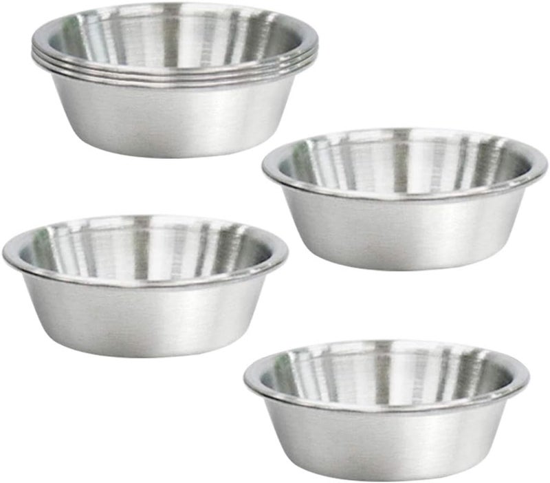 Noa 6 قطع 23 أونصة طبق صلصة من الفولاذ المقاوم للصدأ أطباق توابل طبق سوشي غمس وعاء صلصة معدني رامينكينز صغيرة أطباق مقبلات فردية أكواب صلصة توابل 6 قطع فضية - Image 1