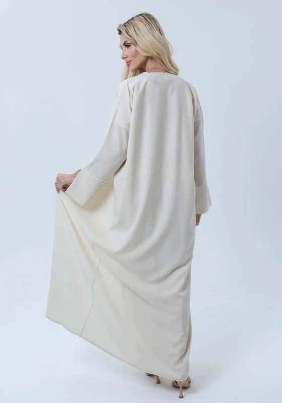 MSquare Fashion Melange Open Front Abaya with Slit Sleeves and Matching Headscarf