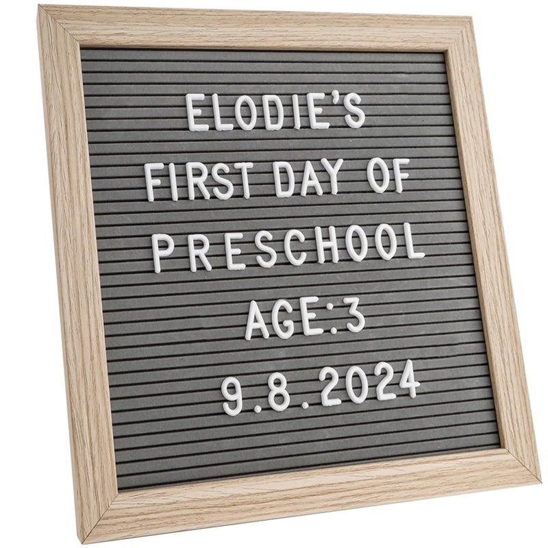 C CRYSTAL LEMON Letter Board by Crystal Lemon, 336 Letters Numbers & Symbols, Felt Letter Board, 10x10 Inches, Changeable Wooden Message Board Sign, Wood Frame, Wall Mount, Free Standing(Gray) - Image 1