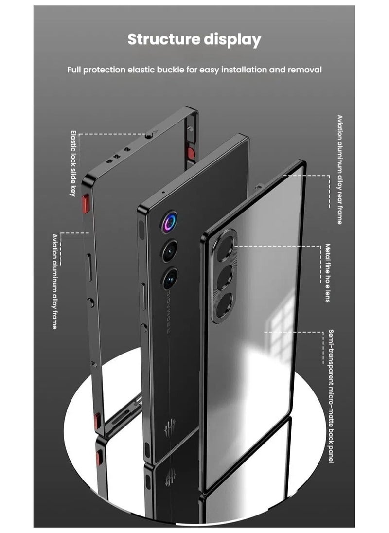 General Compatible case for Nubia Red Magic 10 Air with built-in metal frame and translucent frosted back panel, metal single-sided snap-on case for Red Magic 10 Air 5G  - Image 2