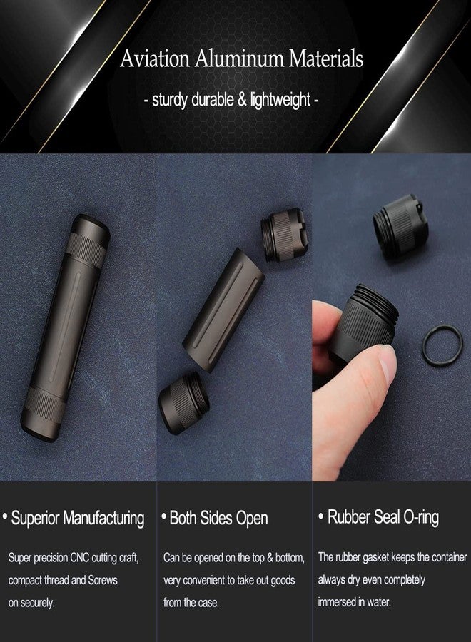 PPFISH EDC Aluminium Alloy Air-Tight EDC Accessory Case, Pill Fob Capsule Keychain, Long Waterproof Match Case Small Holder, Smell Proof Container Sealed Jar, Outdoor Survival Storage Metal Container Dry Box - Image 2
