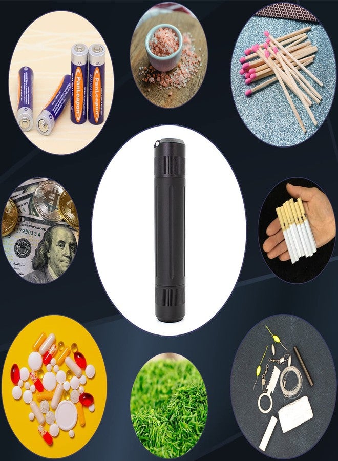 PPFISH EDC Aluminium Alloy Air-Tight EDC Accessory Case, Pill Fob Capsule Keychain, Long Waterproof Match Case Small Holder, Smell Proof Container Sealed Jar, Outdoor Survival Storage Metal Container Dry Box - Image 3
