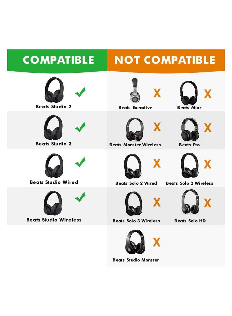 Replacement Earpads for Beats Solo 2 3 Wireless Headphones Soft Protein Leather Noise Isolation Memory Foam Thick Design Black - Image 5